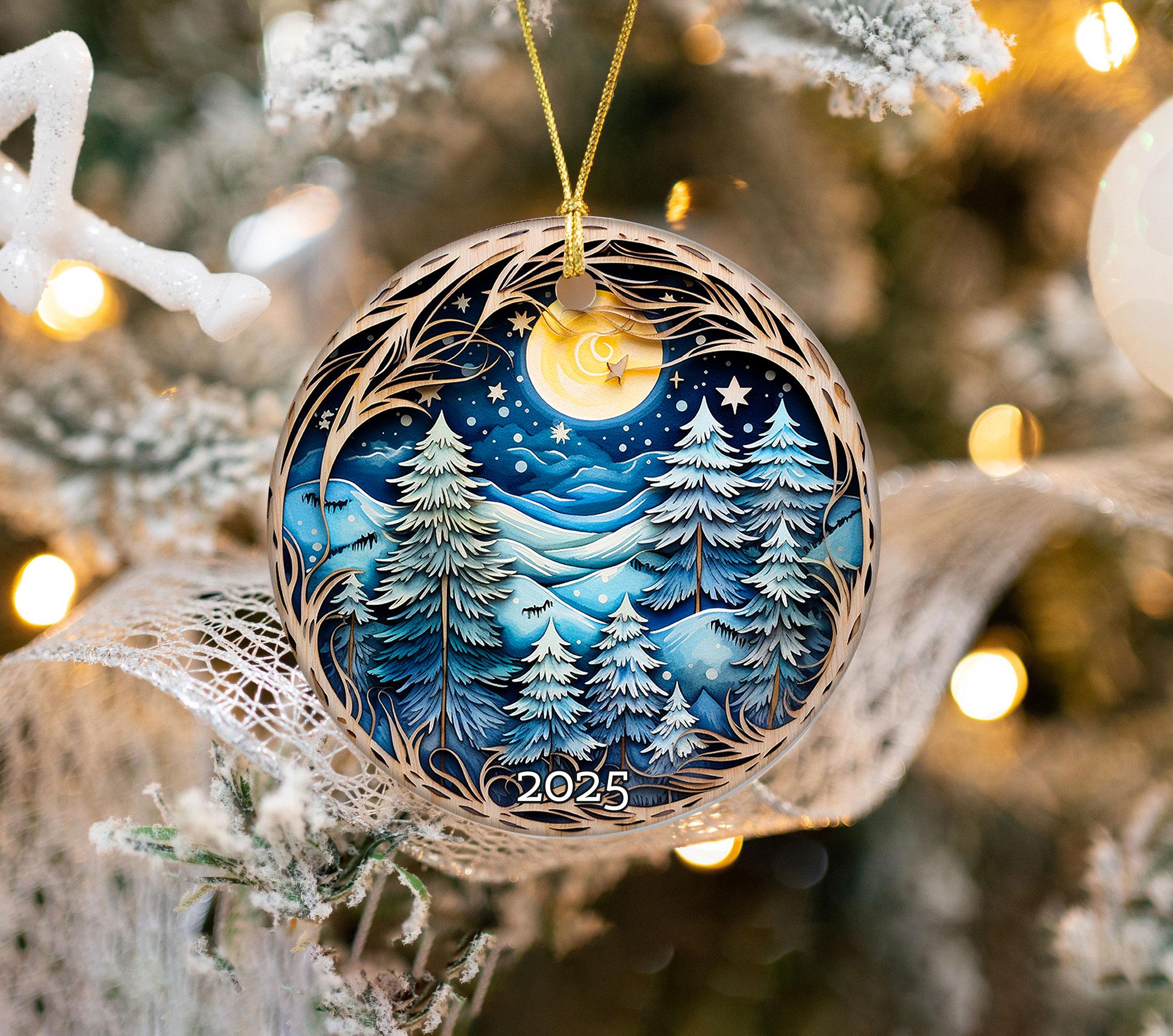 Beautiful Ornament, 2025 Christmas Ornament, Holiday Gift Idea, Heirloom Keepsake, Round Ceramic, Bauble Present, Unique Ornament