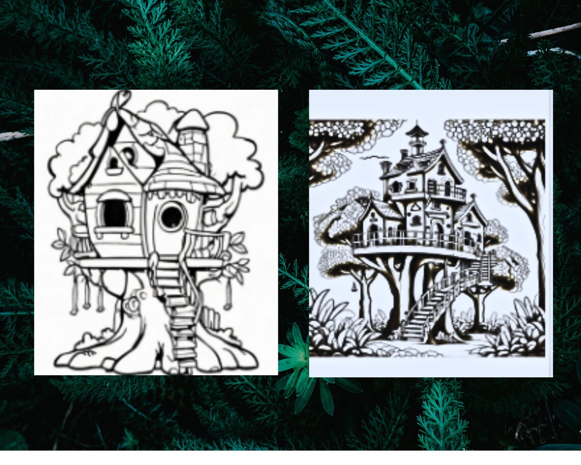 Tree House Coloring Book / Suitable for All Ages / Girl, Boy, Woman