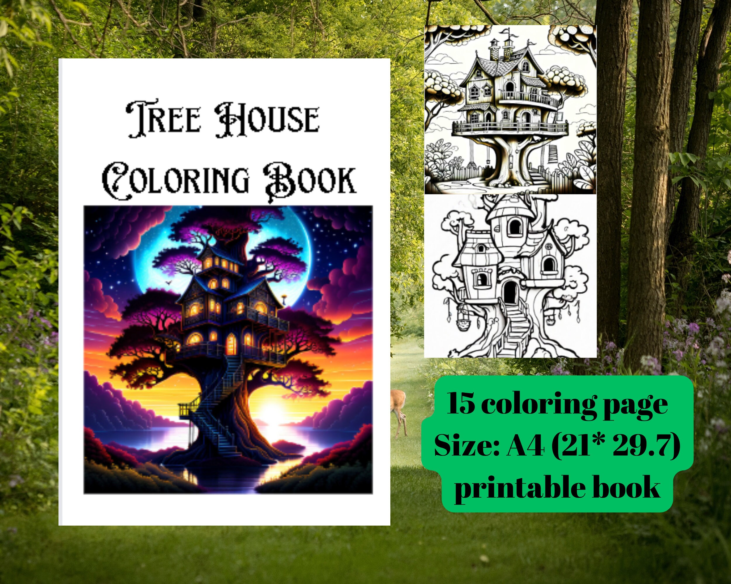 Tree House Coloring Book / Suitable for All Ages / Girl, Boy, Woman
