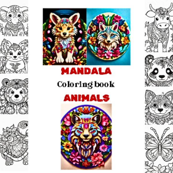 Digital Mandala Coloring Book: Butterfly, Panda, Rabbit, Elephant Mandalas and More. Printable