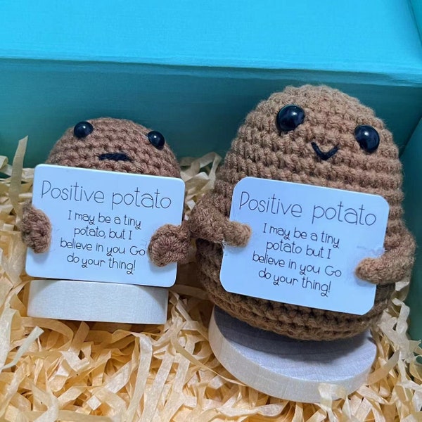 Pocket Hug Mini Plush Creative Knitting Wool Potato Doll Positive Potato Gifts Car Decor With Stand