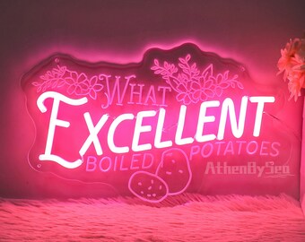 Pride and Prejudice Neon Sign,Excellent Boiled Potatoes Led Neon,Unisex Jane Austen Art Decor,Book Lover Gift Idea,Booknerd Bookish Gifts
