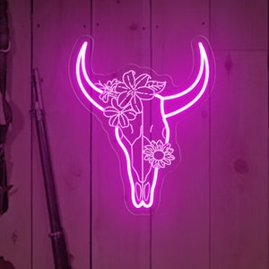 Cow Skull Flower Neon Sign, Floral Cow Skull, Cow Skull Decor, Western Style Cowgirl,Cowgirl Life,Gift For Cowgirl,Gift For Her,Cowgirl Sign