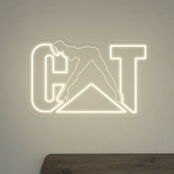 Katze mit Mädchen LED-Schild, Katzenfrau LED-Licht, Katzendame Neon Schild, Katzen-Neonlicht, Haustierzimmer Wandkunst, Tier-Neonlicht