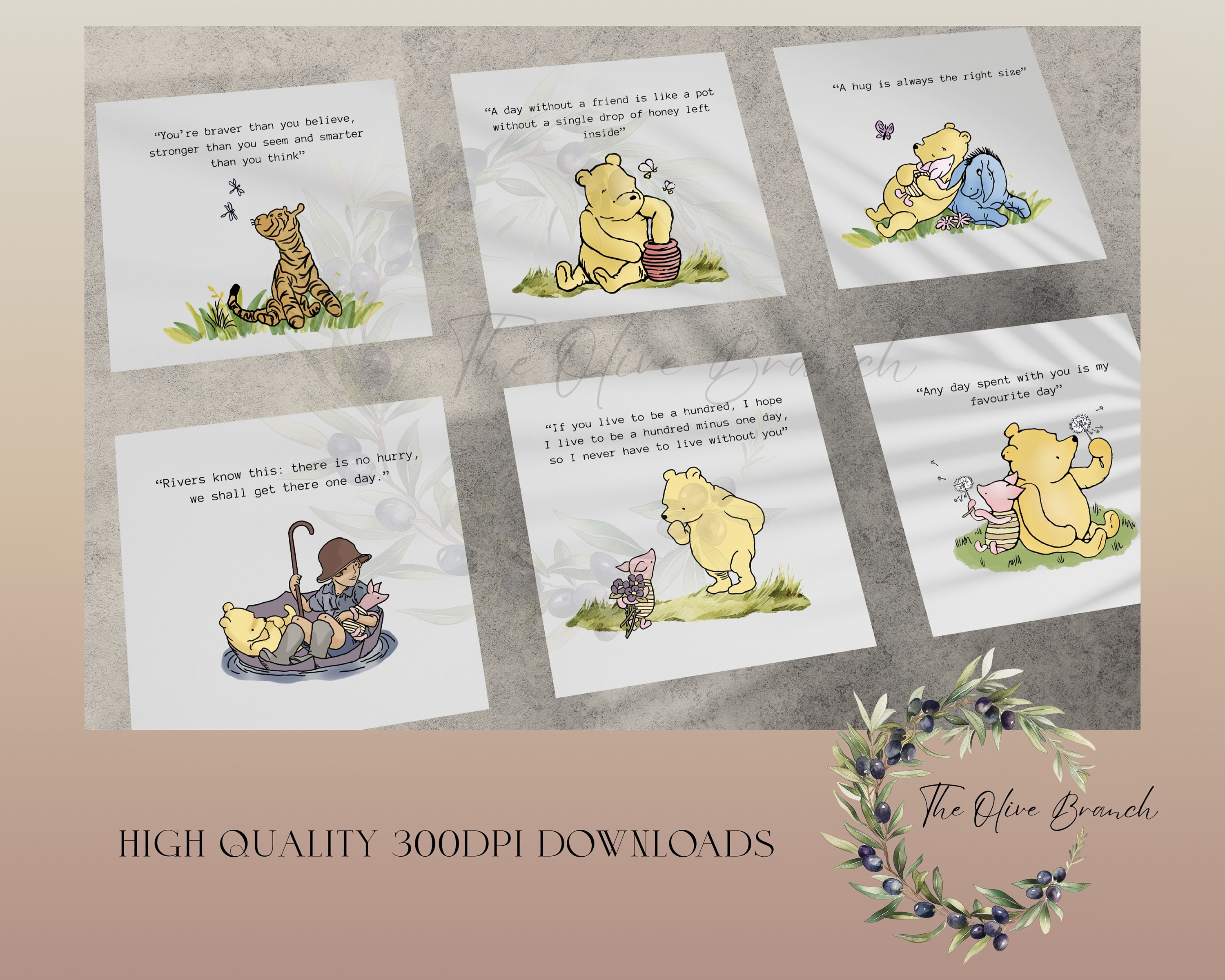 Winnie the Pooh Set of 12 Digital Download Square Quote Cards High ...