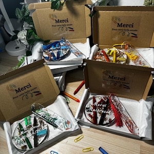 Coffret cadeau Maîtresse personnalisé – Dessous de verre + Marque-page