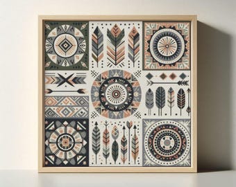 Modern boho-pijl en mandala-kruissteekpatroon - voorzie je huis van een vrijgevochten charme