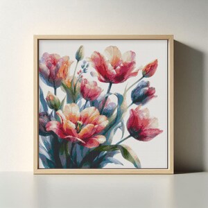 Tulip Cross Stitch Pattern: Modern Floral Design (PDF & XSD Downloadable Charts)
