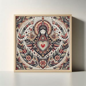 Sacred Mother Guardian Cross Stitch - Handmade Religious Embroidery