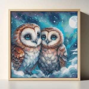 Night Owls Cross Stitch Pattern PDF, Instant Download