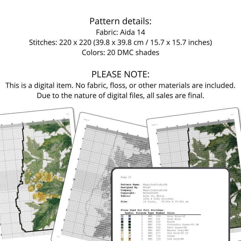 Oregon State Flower Cross Stitch Pattern, Oregon Grape Floral Map PDF ...