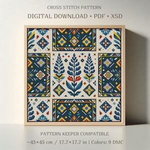 Texas Bluebonnet Cross Stitch, Folk Floral Embroidery Chart, Rustic Wildflower Needlework, Southwestern Pattern