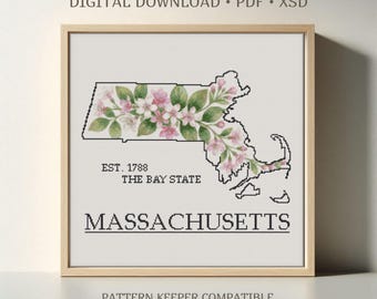 Padrão de Ponto Cruz do Mayflower de Massachusetts, Bordado da Flor do Estado da Baía (PDF/XSD)
