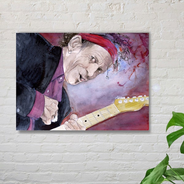 Keith Richards - Fine Art Print auf Leinwand, rolling stones, geschenk, wandbild, gitarrist, fanart