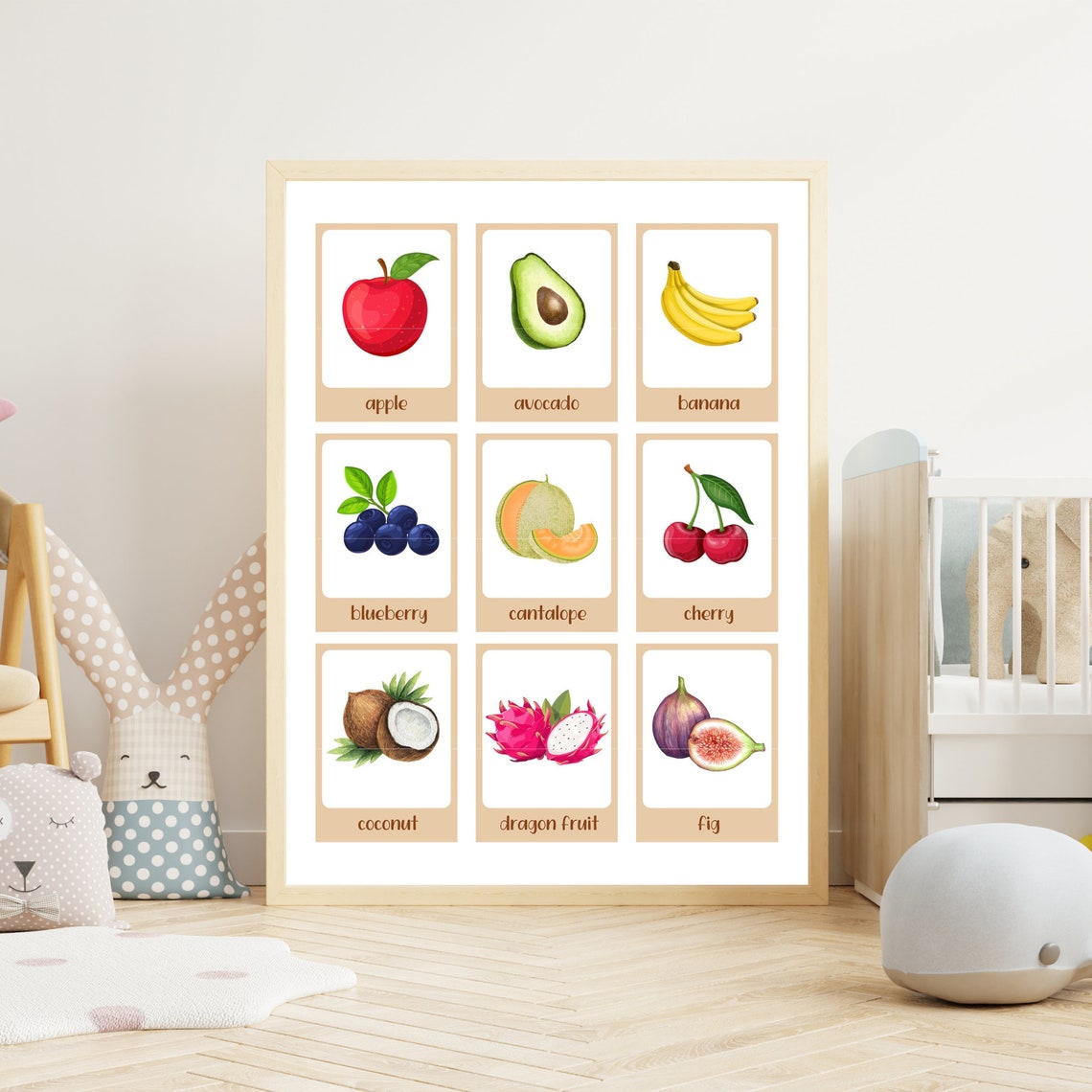 Fruit Flash Cards, Montessori Printable, Preschool Education, Toddler ...