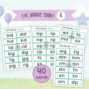 cvc words, kindergarten sight words, phonics printables, high frequency words, cvc word printables, cvc, kindergarten sight words printable, tinyroom, TinyroomDesign