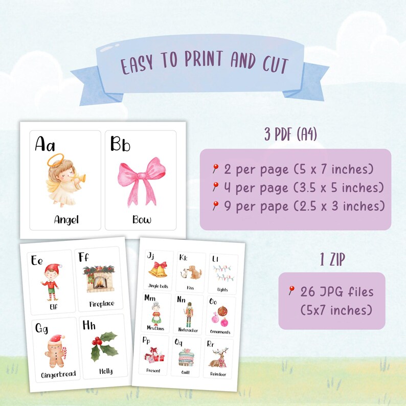 Christmas Flashcards, ABC Flash Cards, Alphabet Flash Cards, Printable ...