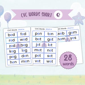 cvc words, kindergarten sight words, phonics printables, high frequency words, cvc word printables, cvc, kindergarten sight words printable, tinyroom, TinyroomDesign