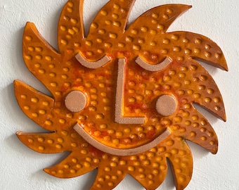 太陽と月の装飾、月の顔、木製の太陽の顔、木製の太陽と月の壁アート