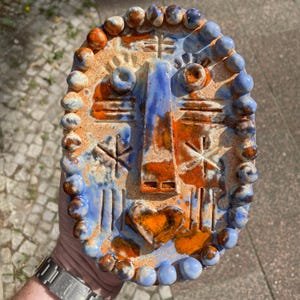 Originele handgemaakte modernistische Afrikaanse keramische zon wandsculptuur