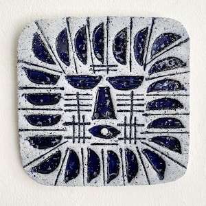 Midcentury Brutalist Ceramic Sun Wall Art Plaque by Peter Stemmler