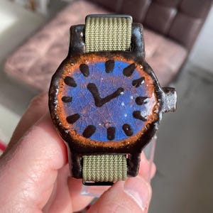Unique Brutalist Watch Sculpture by Peter Stemmler, Title "Dark Blue Mood"