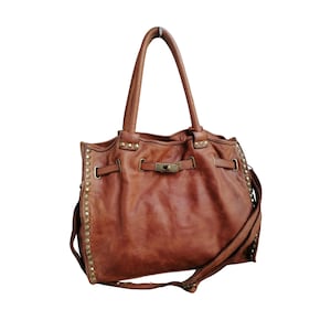 Gürteltasche aus echtem Sauvage-Leder im Vintage-Stil, hergestellt in Italien, SS208