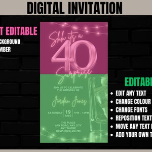 Mens 40th Surprise Birthday Invitation, Animated 40th Surprise Party ...