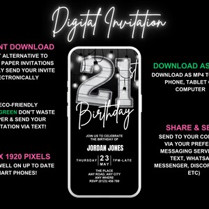 Animated 21st Birthday Invitation for Men, 21st Rustic Digital Invite ...