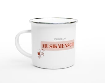 Musikmensch Geschenk I Kaffee Tasse I Weiße Emaille-Tasse I Musikliebe I Geschenk für Sänger und Tänzer I Musik Geburtstag I Musikliebhaber