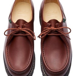 Paraboot Michael Marron Moc Toe Handmade Mens Shoes image 5