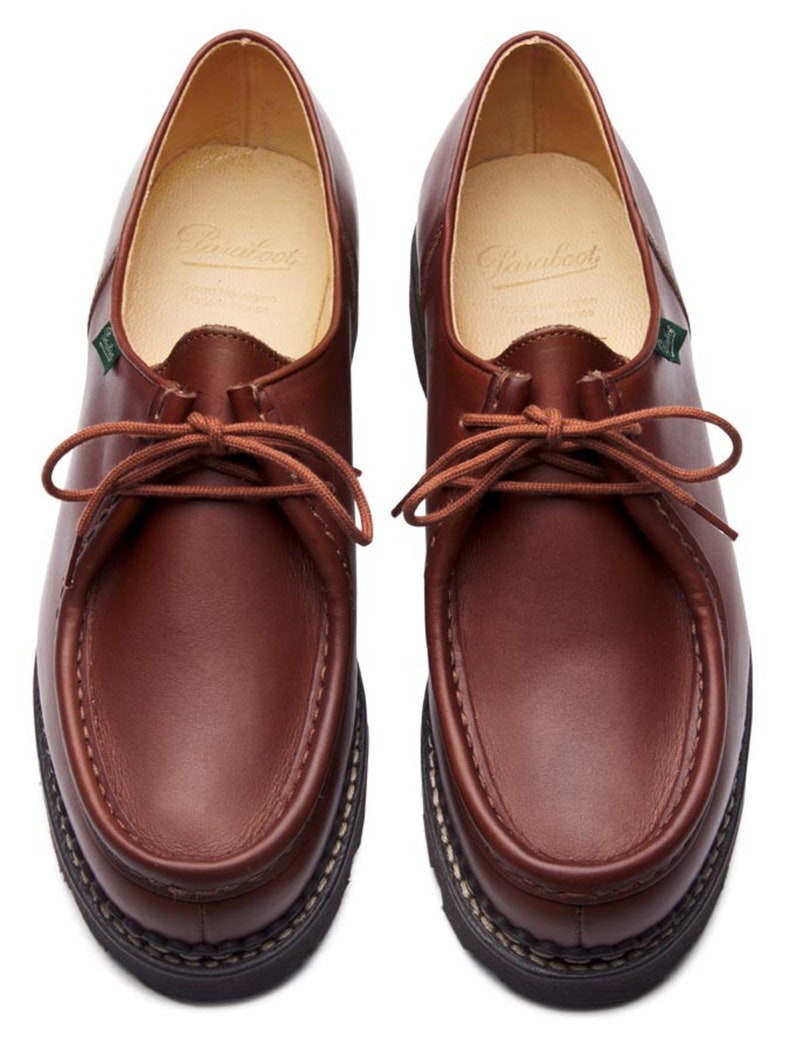 Paraboot Michael Marron Moc Toe Handmade Mens Shoes image 5