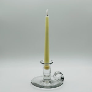 Blenko #7634 Clear Crystal Glass Candlestick / Candle Holder