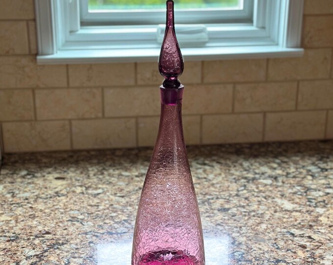 Blenko #920M - Amethyst Crackle Glass Decanter - Etsy