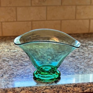 Blenko #3752 - Pre-Designer - Sea Green Fan Vase