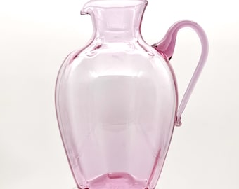 Blenko Rose 6415 - One Year Only - RARE Rose Color Glass Optic Pitcher