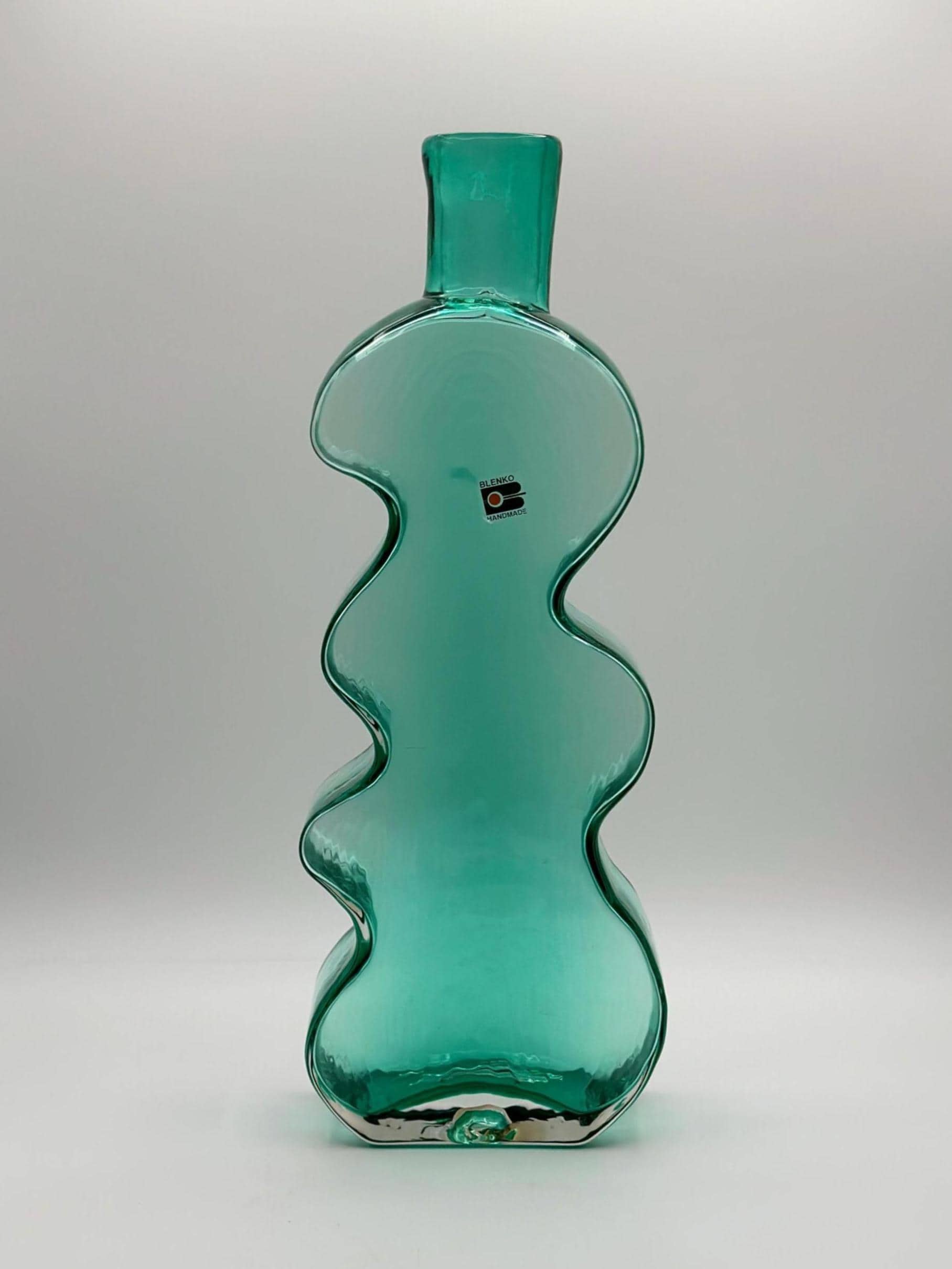 Blenko #8904 - Antique Green Squiggly Wiggly Glass Puzzle Vase