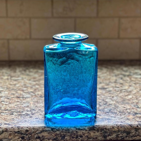  ✯Vase Blenko 6522 - Turquoise Glass Flask/vase - READ - Etsy