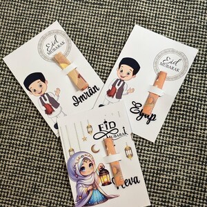 Carte Eid Mubarak personnalisée avec prénom – Cadeau Aïd enfant – Avec emplacement pour billet – Eid Gift