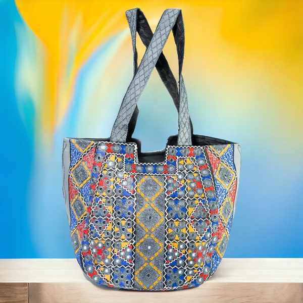 Vibrant Artisan Beach Tote - Handcrafted Multipurpose Bag for Women