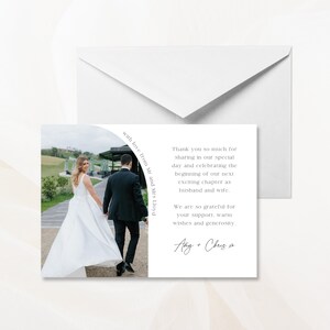 MOLLY Tarjeta de agradecimiento minimalista de medio arco / Tarjeta de agradecimiento de boda / Dos caras / Plantilla digital / Editable / Imprimible / Plantilla Canva