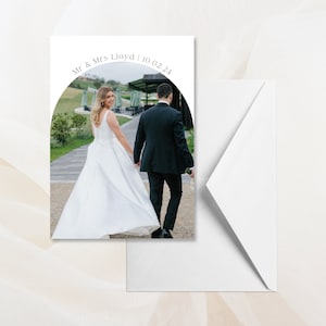 KELLIE Minimalist Arch Dankeskarte | Hochzeit Dankeskarte | Doppelseitig | Digitale Vorlage | Bearbeitbar | Druckbar | Canva Vorlage