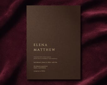Zestaw zaproszeń ślubnych Old Money Chocolate Brown, szczegóły i karta RSVP (do pobrania cyfrowego)