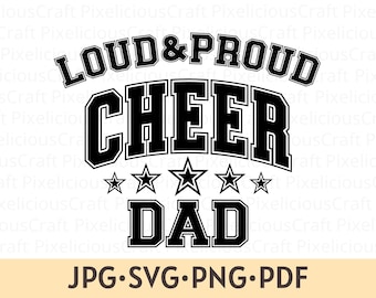 Jubeln Sie Dad SVG PNG - Laut & Stolz Varsity Design (Digitaler Download)