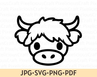 Highland Kuh Schild, Süße Kuh Schild, Highland Kuh Silhouette, Kuh Schild, Highland Kuh Shirt Design, Bauernhof Tier Schild, Cricut Datei, Vektor