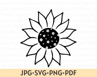 Sonnenblume SVG PNG: Daisy Blumen Clipart, Shirt Design, Blumen svg (digitaler Download)