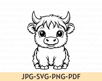 Highland Kuh Kuh svg png, sitzende süße Baby Kuh svg, Mini Highland Kuh Silhouette, Kuh png, Highland Kuh Shirt Design, Bauernhof Tier, Cricut Datei