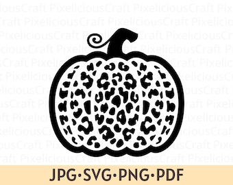 Kürbis SVG PNG: Herbst Leopard Kürbis Design, Herbst, niedlichen Thanksgiving-Kürbis, Halloween, Kürbis Vektor-Schnitt-Datei für Cricut, Silhouette