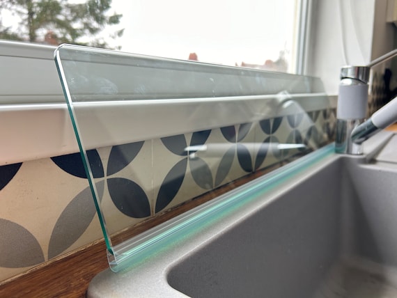 Toughened Glass Splash Guard for Kitchen & Bathroom Sinks to protect your worktops and grout