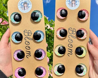 Safety Eyes: 40mm-18mm | Bloom Collection Glitter Safety Eyes | Amigurumi Eyes | Spring Inspired Sinker Safety Eyes | Rainbow Glitter Eyes |